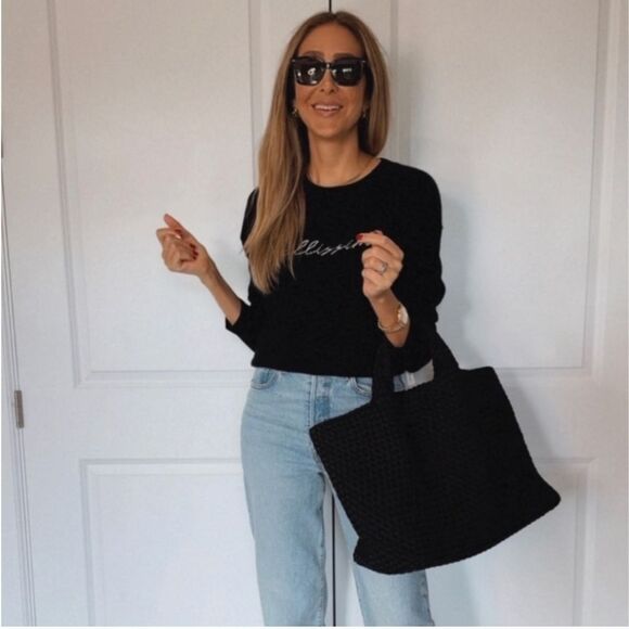 NWT Aqua Cashmere Sweater Bellissima Black Crew Neck Size S - Picture 11 of 11